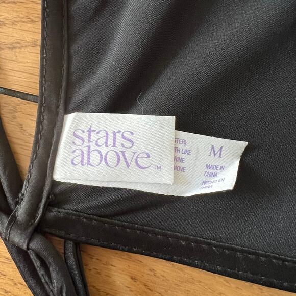 STARS ABOVE Black Satin Cami Tank Back Tie Womens M Y2K Going Out - Picture 4 of 5